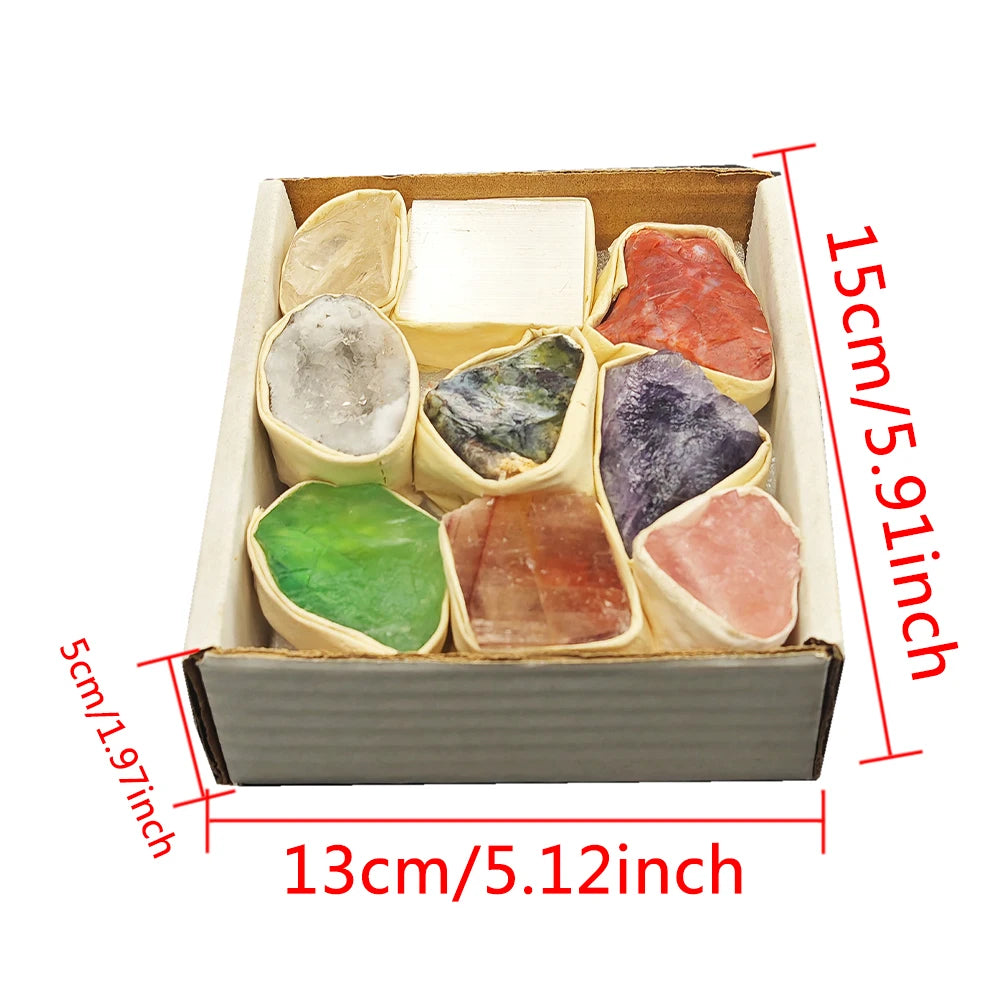 Raw Stone Crystal Set 1.6-2.4" Natural Rock Minerals Specimens Collection Decorative Amethyst Aroma Diffuser Stone