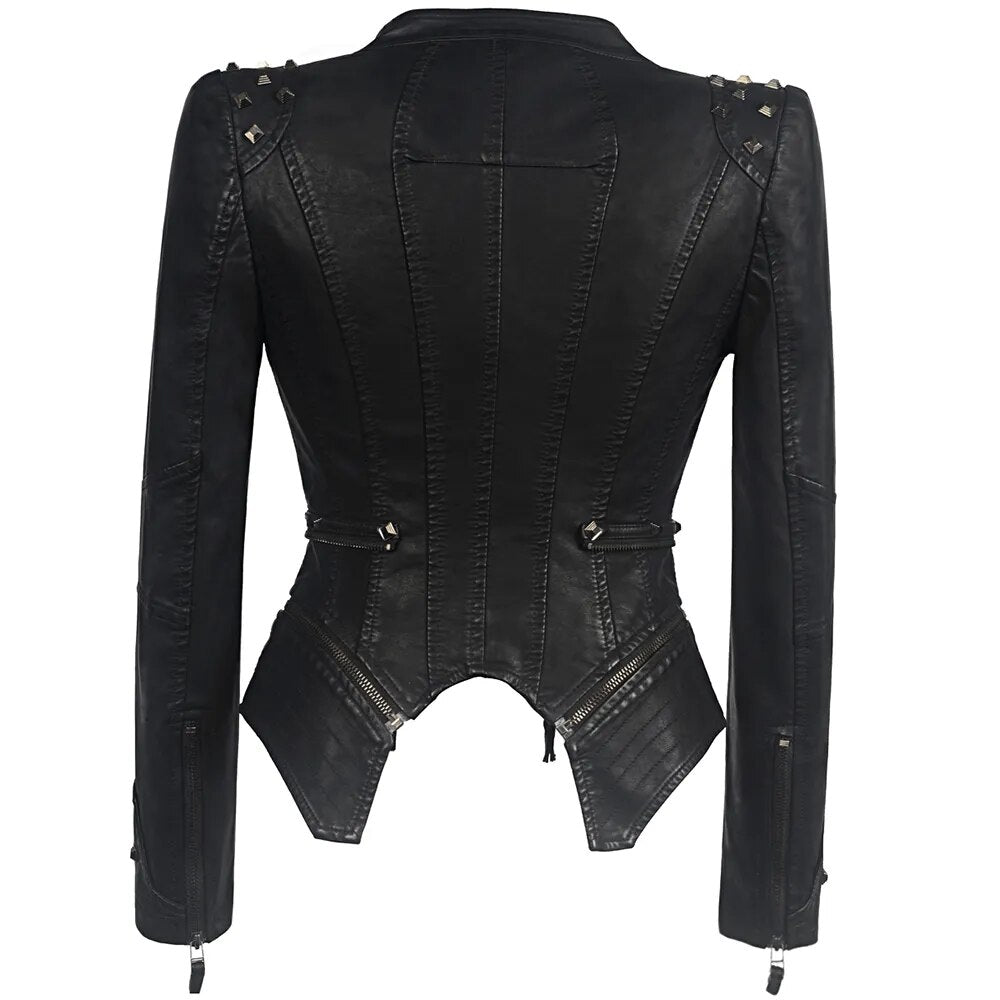 2019 New Fashion Women Smooth Motorcycle Faux Leather Jackets Ladies Long Sleeve Autumn Winter Biker Streetwear Black Pink Coat