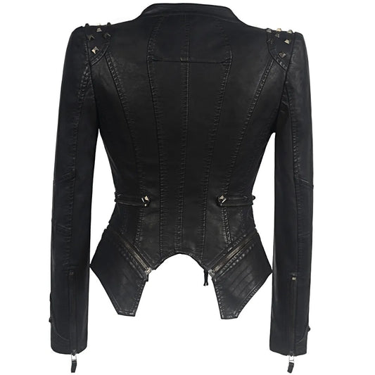 2019 New Fashion Women Smooth Motorcycle Faux Leather Jackets Ladies Long Sleeve Autumn Winter Biker Streetwear Black Pink Coat