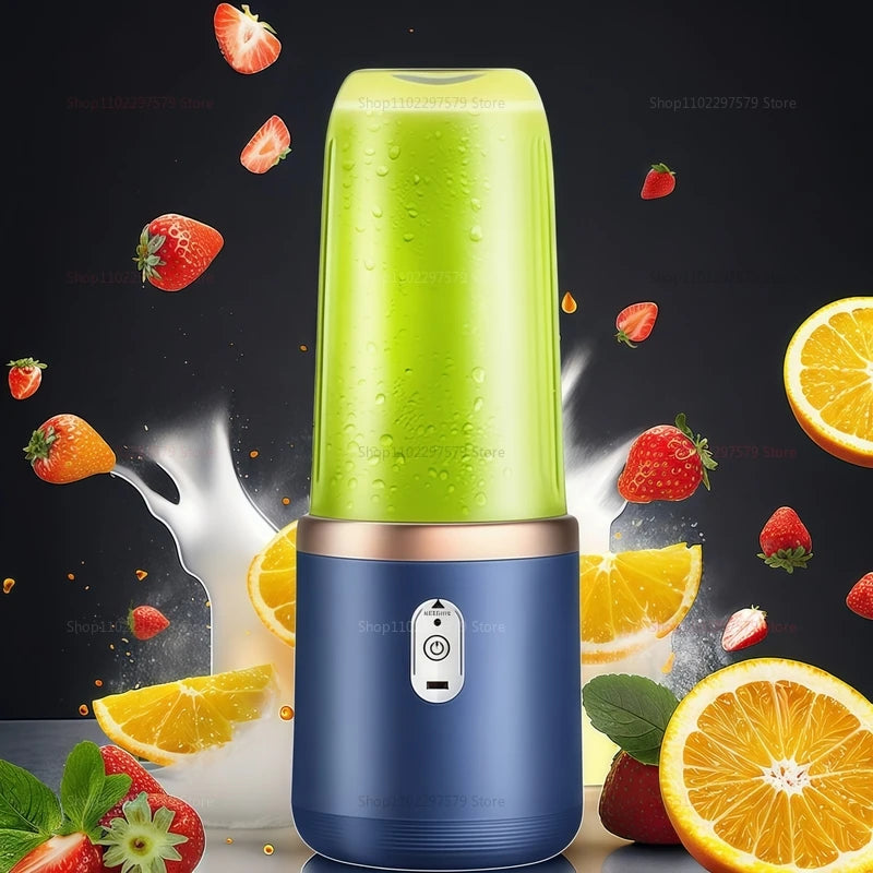 Multifunction Double Cup Juicer 400ml USB Rechargeable Portable Electric Juicer 6 Blade Fruit Blender for  Home Kitchen Tool