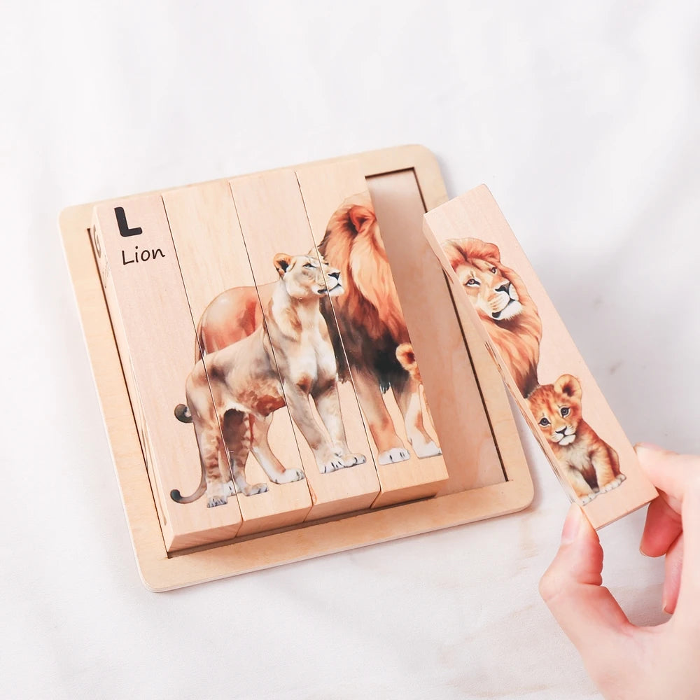 Wooden Block Baby Toys Wooden Children's Educational Toys Animal Matching Puzzle toddler Toys 3 Year Old Game Baby Games 2 Years