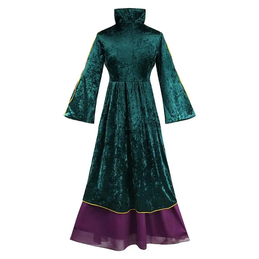 Women Hocus Pocus Winifred Sanderson Womens Cosplay Costume Dress Velvet Halloween Carnival Costumes For Adult Women S-3XL