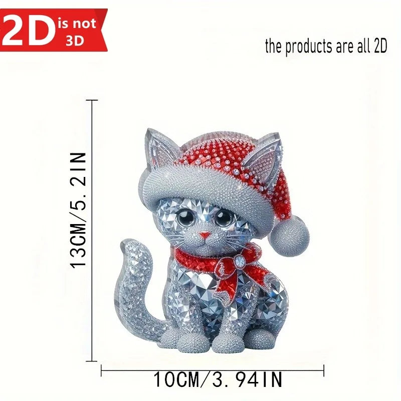 Christmas Crystal Cat Statue, Transparent Desktop Decoration, Perfect Gift for Birthdays & Graduations, Classic Holiday Ornament