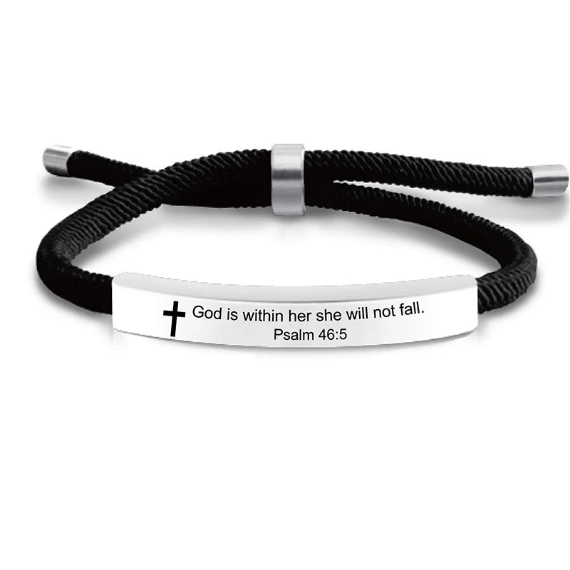 Cross Jesus Scripture Quote Bracelet Christian Bible Verse Stainless Steel Bracelets Silicone Wristband