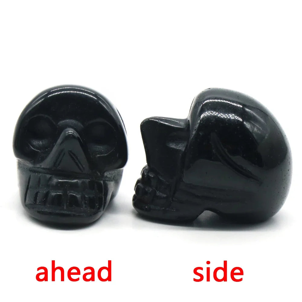 Natural Crystals Skulls Mineral Ghost Head Polished Carved Halloween Gift Desktop Home Decor Stone Crafts Skull Statues 14colors