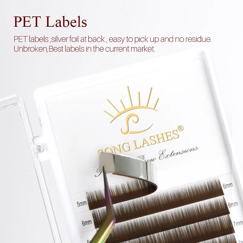 SONG LASHES  High Quality Straight Curvate Eyebrow Extensions False Eyebrow 12 lines Brown Color Eyebrow Extension