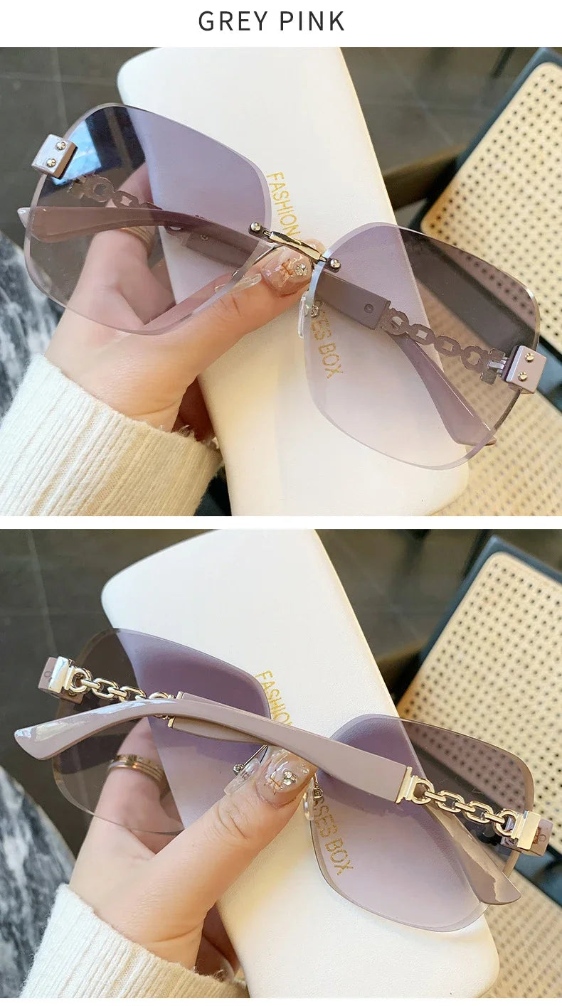 New Square Sunglasses Women Beautiful Brand Designer Colorful Sun Glasses Female Rimless Round Outdoor Eyewear