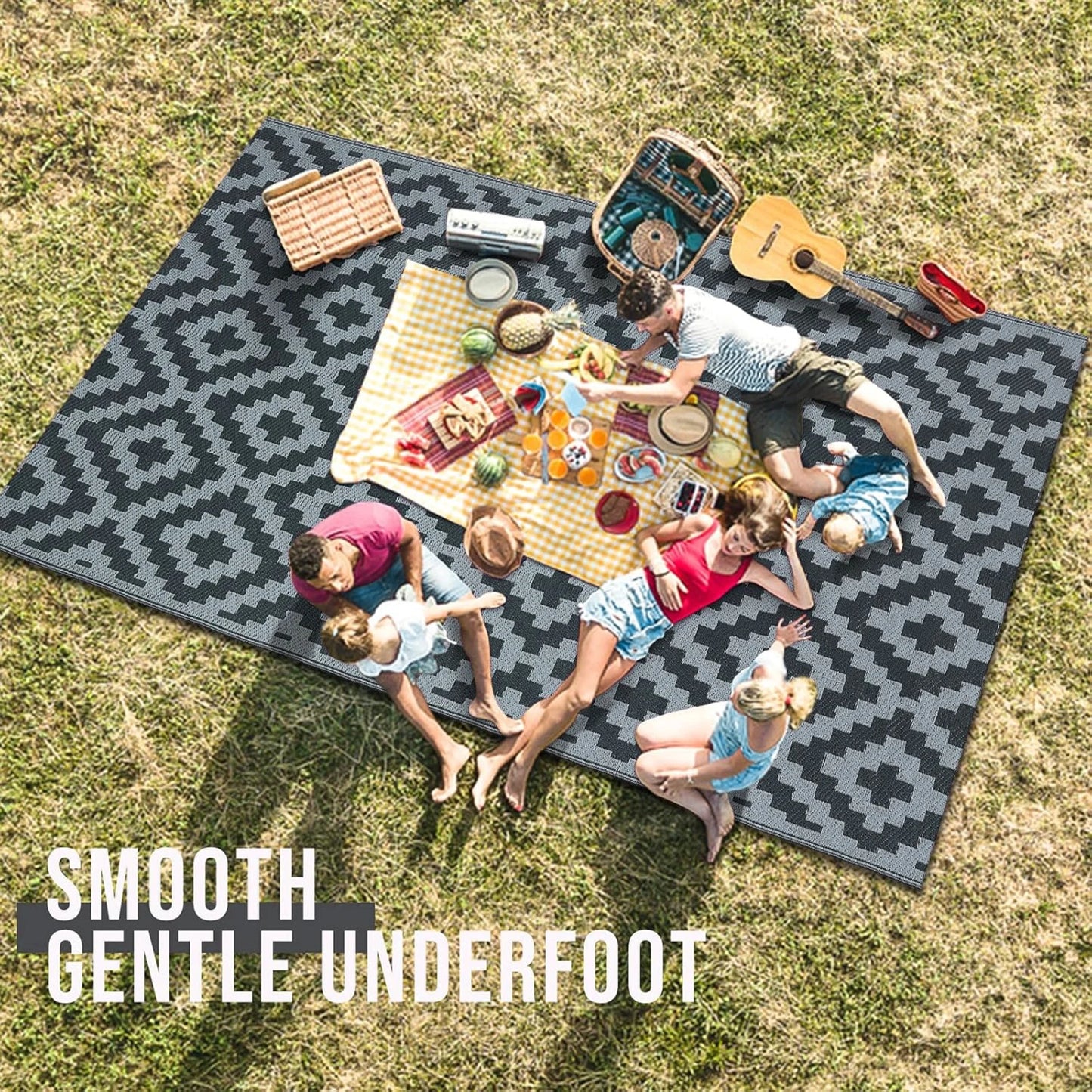 152x244CM Outdoor Rug for Patio Waterproof Anti-slip Plastic Straw Garden Mat Carpet UV Resistant Rugs for Camping Beach Picnic