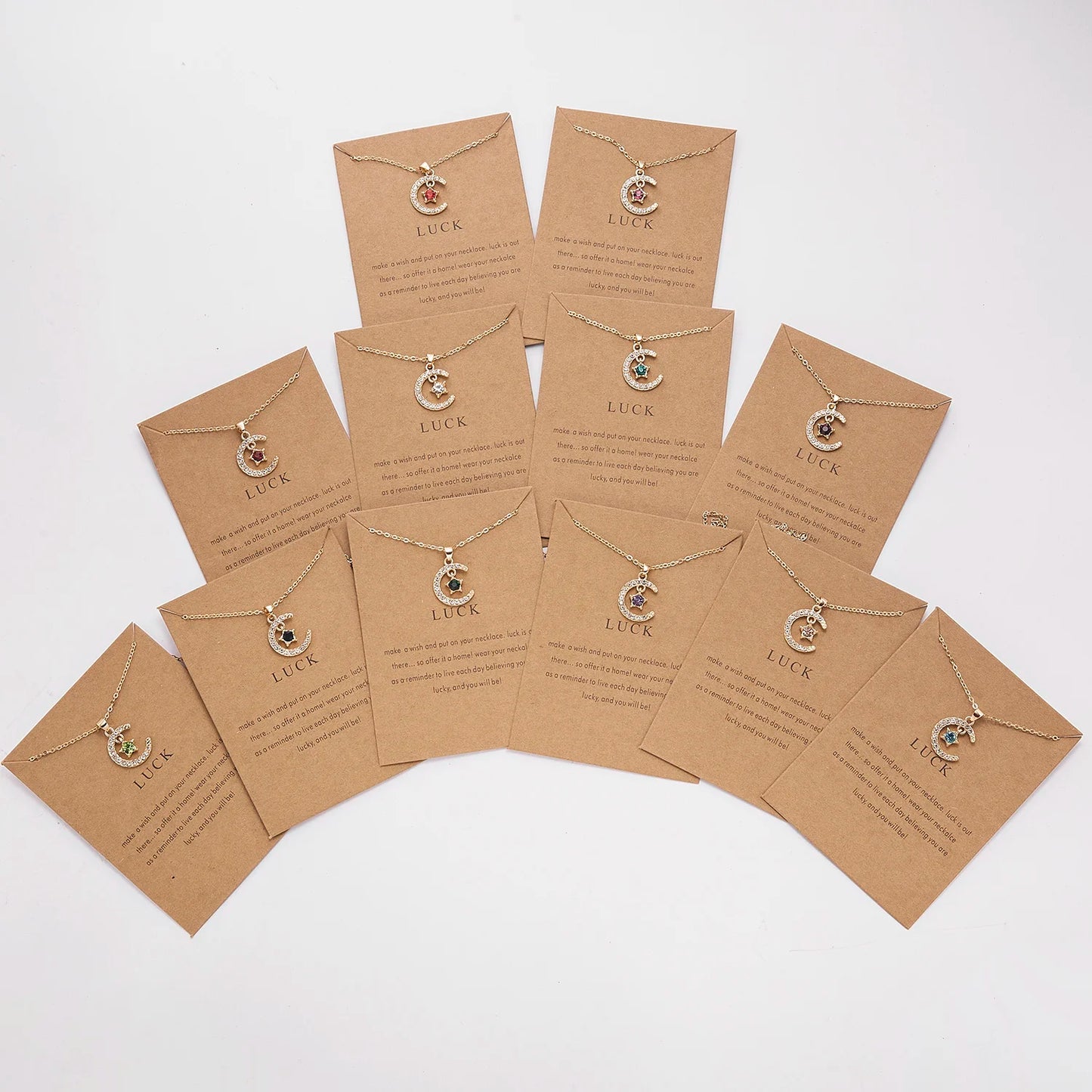 Fashion Personality Birthstone Moon Star Crystal Pendant Necklace for Women Clavicle Chain Choker Birthday Party Jewelry Gift