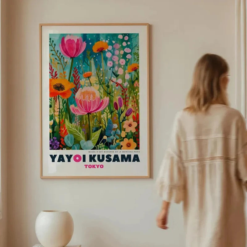 YAYOI KUSAMA Print Unframed Canvas Wall Art Japanese Wall Art - Japanese Modern Art Kusama Exhibition - Colorful Wall Art