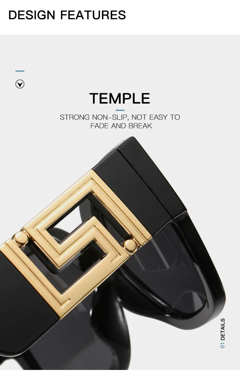 Luxury Brand Design Oversized Women's Sunglasses ,Stylish Elegant Commuting Sunglasses ,Square Retro Gradient Tone Sunglasses.