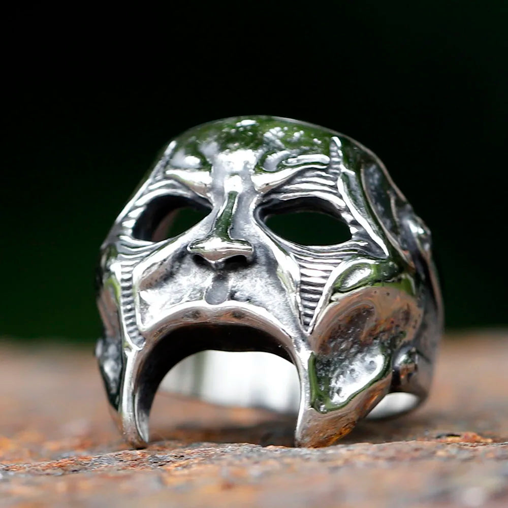 2023 Men's Flowers Skull Mask Ring Gothic 316L Stainless Steel Anel Motorcycle Band jewellery Party Halloween Gift free shipping