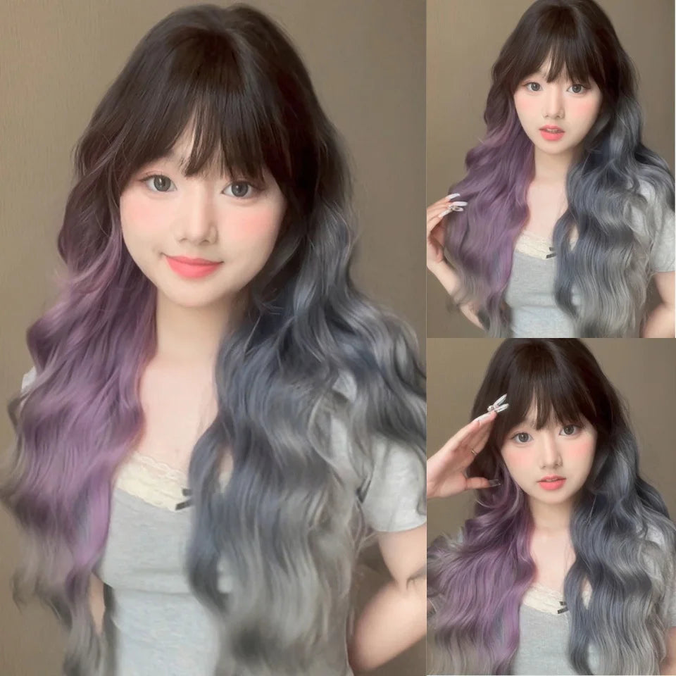 Synthetic Short Lolita Cosplay Christmas Halloween Bob Brown Blonde LM Wig With Long Curly Ponytail Natural Fake Hair for Women