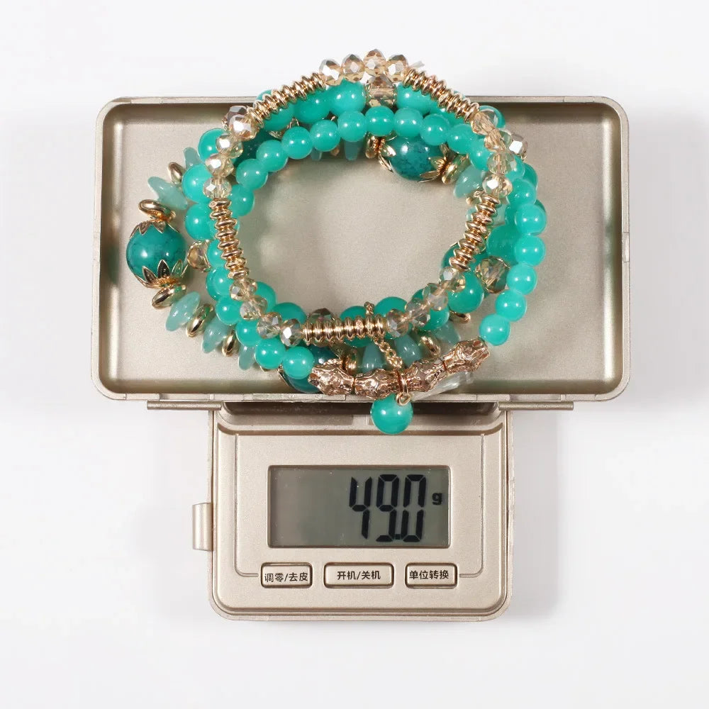 4Pcs/Set Boho Colorful Beads Bracelet Set For Women Fashion Tassel Charm Glass Beaded Chain Wristband Female Jewelry Gift