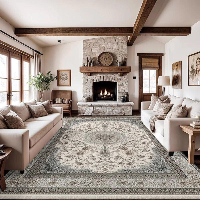 RAKKS Retro Style Rugs for Bedroom Large Area Living Room Decoration Anti-slip Carpet Washable Lounge Floor Mat Home Soft Rug