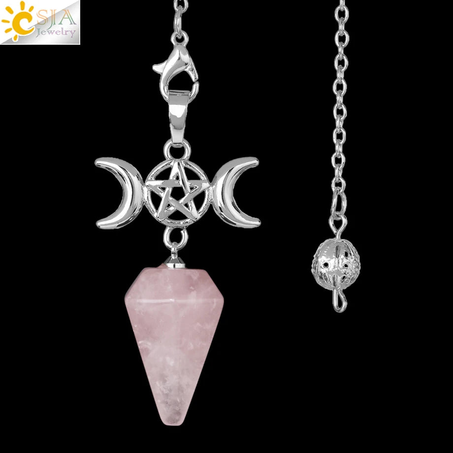 Healing Spiritual Crystal Pendulum Reiki Natural Stone Pendant Cone Penulum Pendulos for Dowsing Divination Healing Jewelry S962