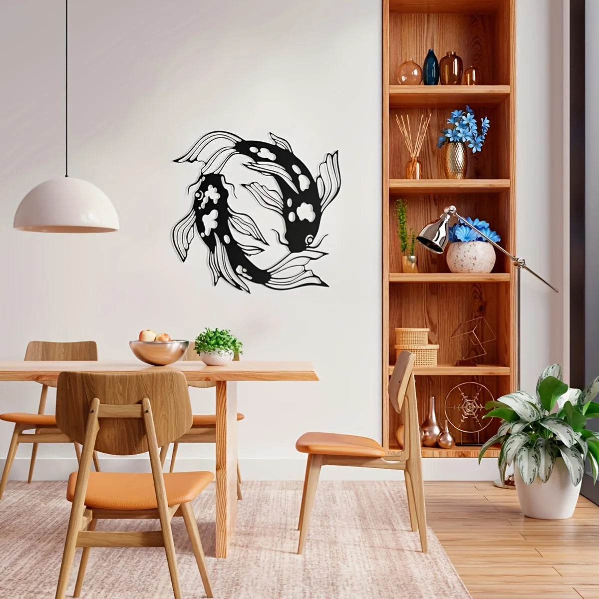 Feng Shui Koi Fish Art Metal Sculpture Minimalist Line Art Metal Wall Art Abstract Art