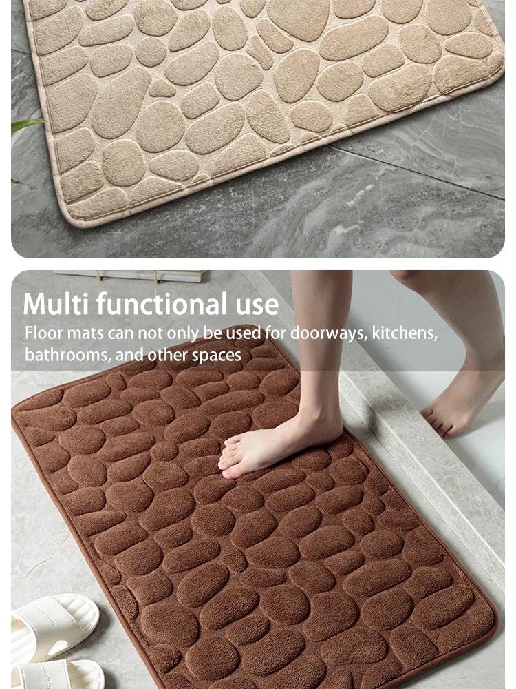 Pebble embossed bath blanket, memory foam absorbent floor mat, bathroom floor mat, anti-skid door blanket, indoor floor mat