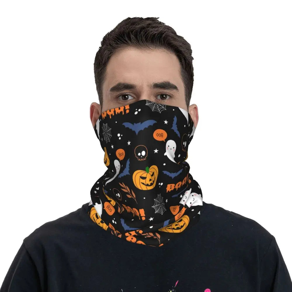 Custom Halloween Vampire Bats Winter Headband Neck Warmer Women Men Hiking Running Tube Scarf Face Bandana Gaiter