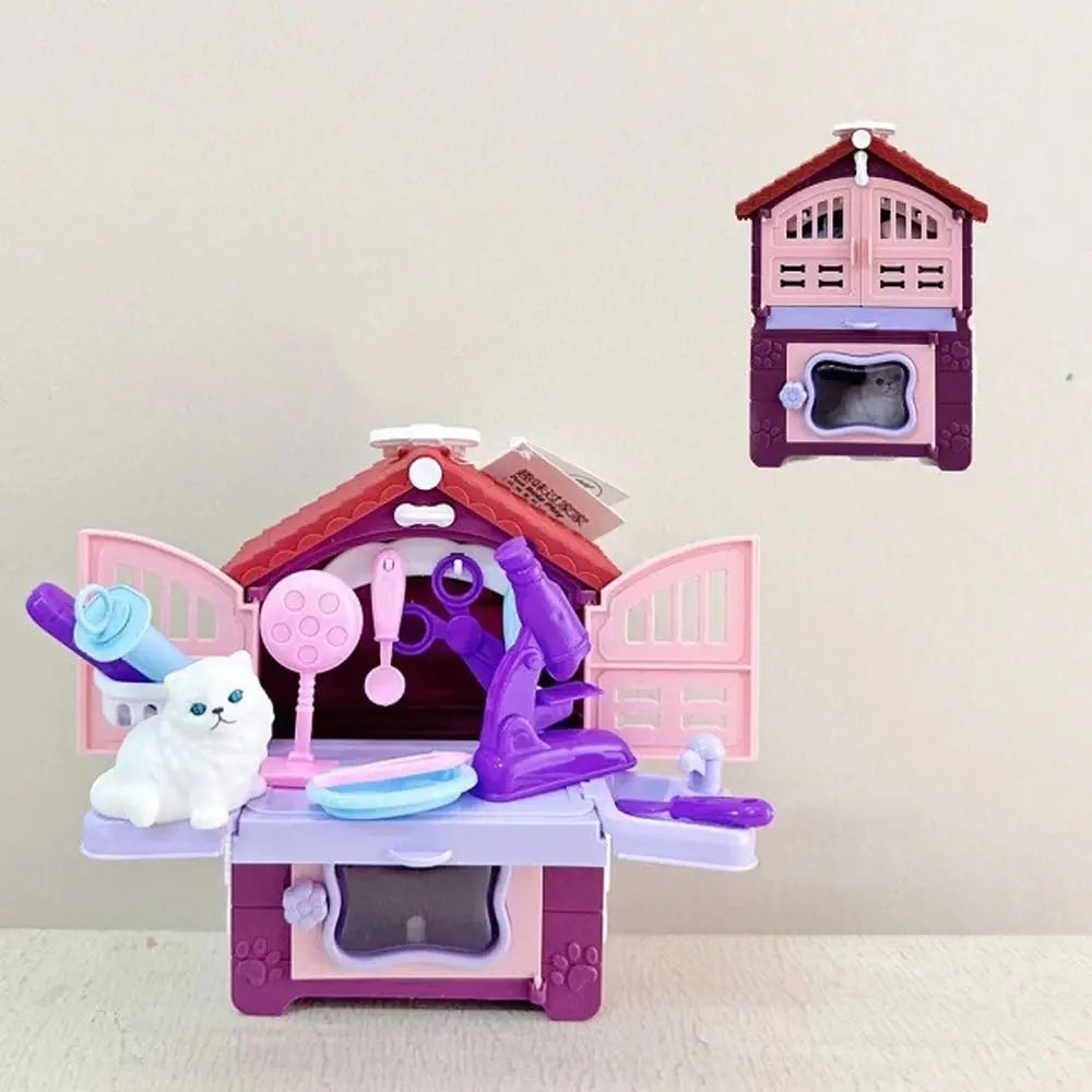 Children's Toys Puppy Cat Scene Playing Toys Merchant Supermarket Play House Toy Mini Interactive Pretend Toys Easter Day Gift