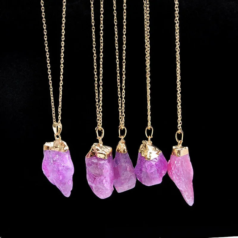 Irregular Amethyst Gemstone Necklace Healing Crystal Chakra Stone Women Birthday Gift Citrine Gemstone Necklace Healing Crystal