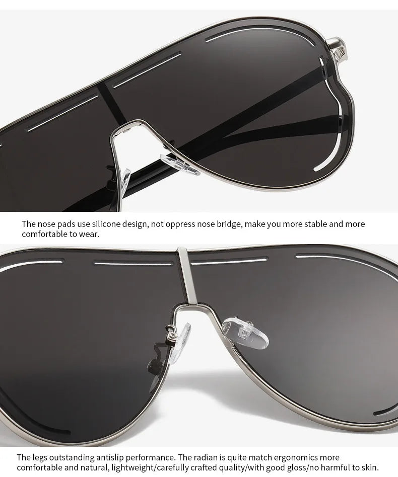 Oversized Hollow One-Piece Sunglasses Women Big Frame 2024 Luxury Brand Special-Shaped Sun Glasses For Ladies Eyewear Shades