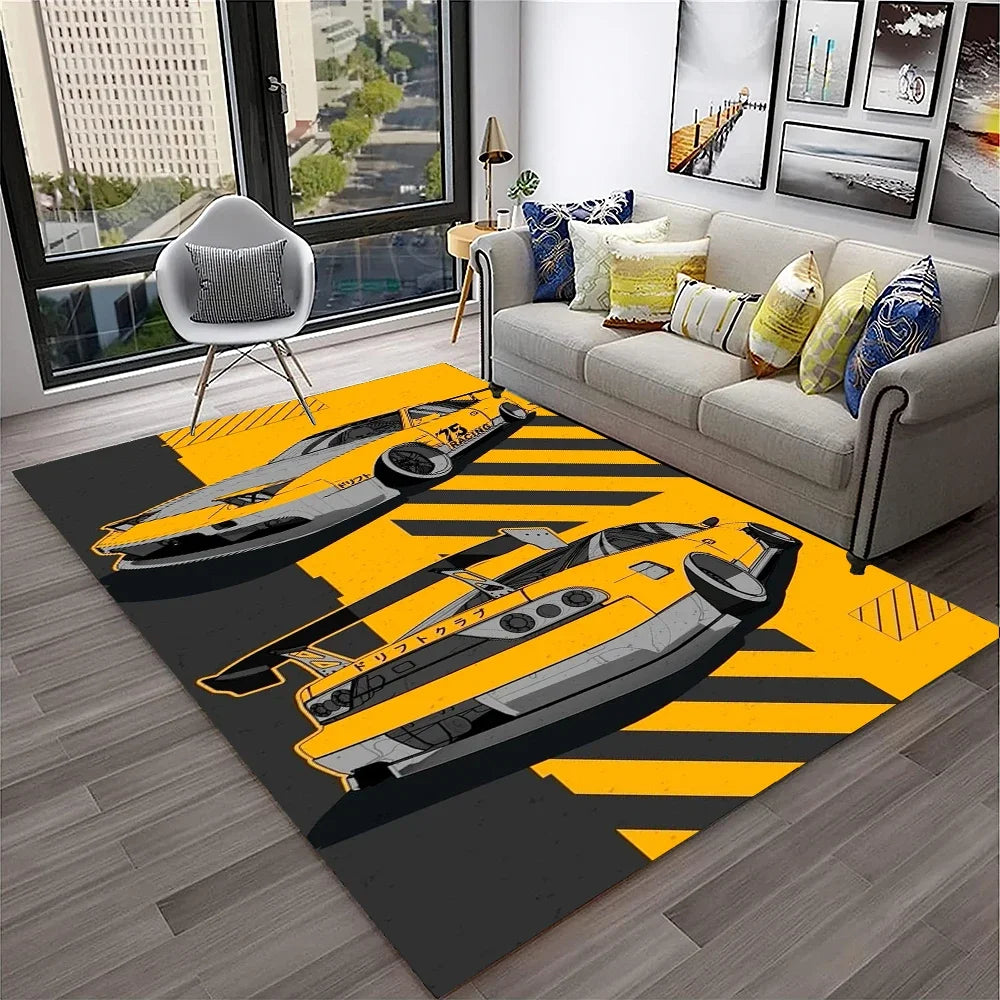 Racing Car Sports Car Carpet Rug for Home Living Room Bedroom Playroom Sofa Doormat Decor,Kids Game Area Rug Non-slip Floor Mat
