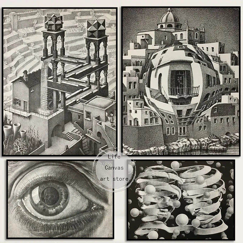 Abatract Style Artworks M.C. Escher MC Escher Eyes Rind Art Poster Canvas Painting Wall Prints Picture Living Room Home Decor
