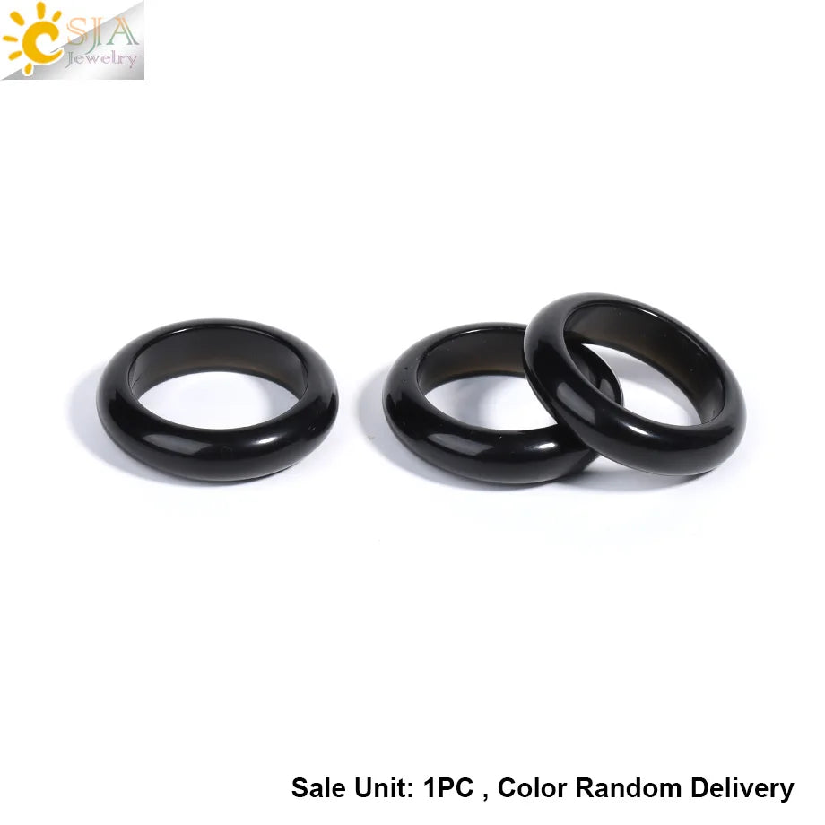 Healing Gem Stone Crystal Band Rings for Men Natural Pink Stone Quartz Red Agates Jaspers Dainty Finger Ring Women Jewelry H474