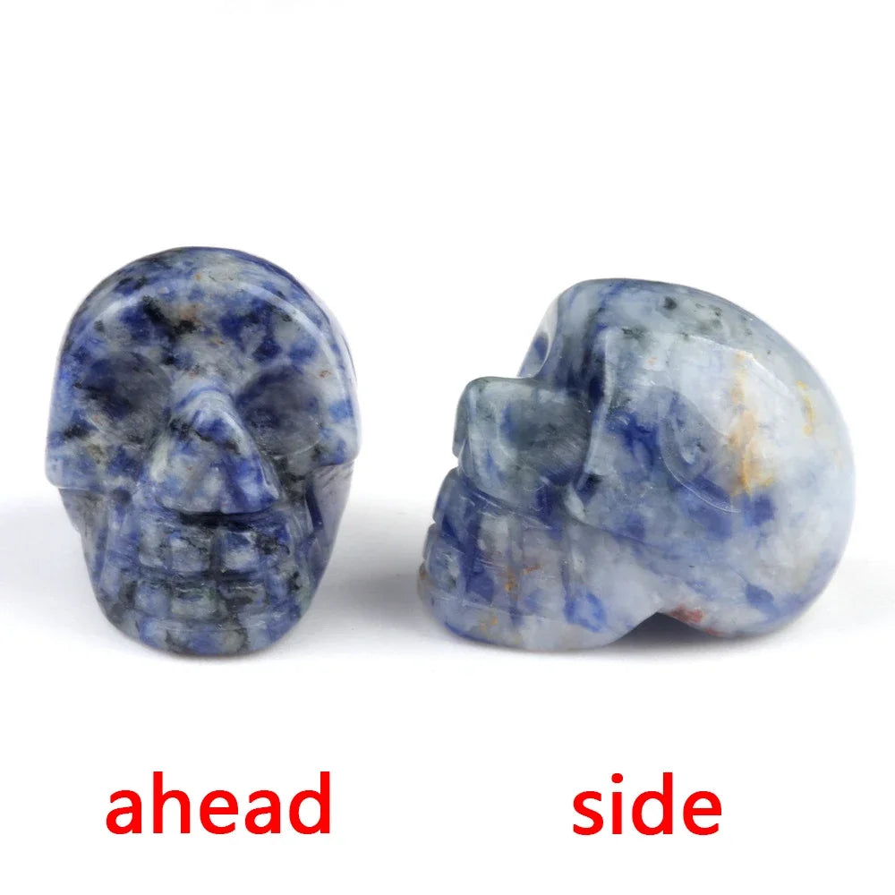 Natural Crystals Skulls Mineral Ghost Head Polished Carved Halloween Gift Desktop Home Decor Stone Crafts Skull Statues 14colors