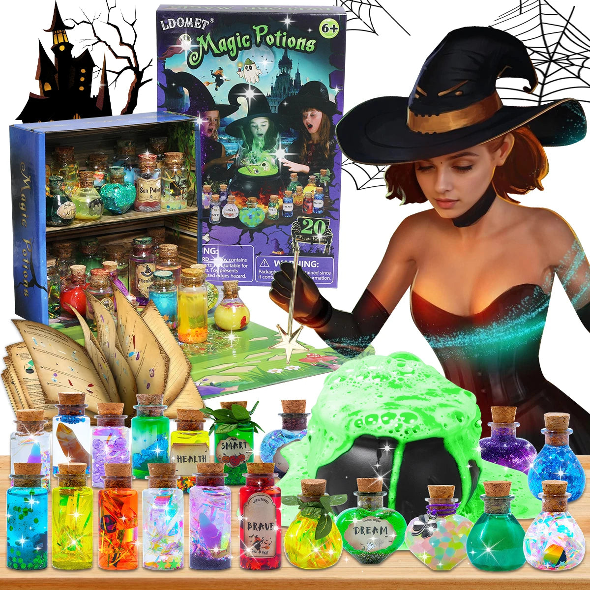 DIY Fairy Magical Potions Kit Horror Halloween Christmas Gifts Witches' Magical Color Changing Freezing Potions Art Craft Kit