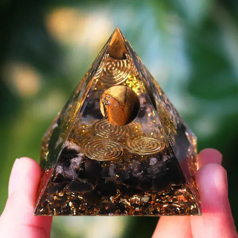 Crystals Stone Orgone Pyramid Energy Generator Natural Amethyst Peridot Reiki Chakra Meditation Tool Room Decor Christmas Gifts