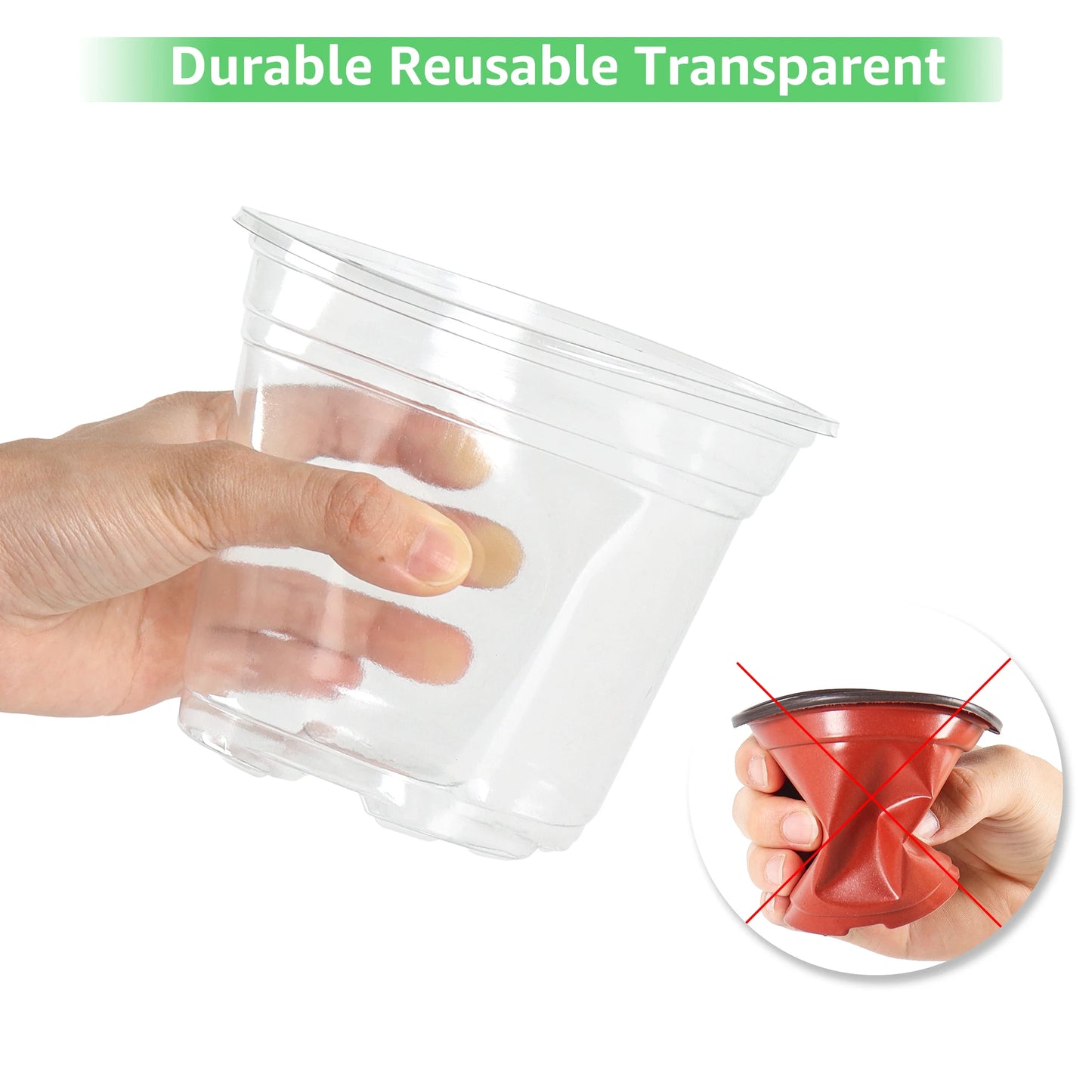 30 Packs 3.5/4/5 Inch Clear Nursery Pots, Transparent Plastic Planter