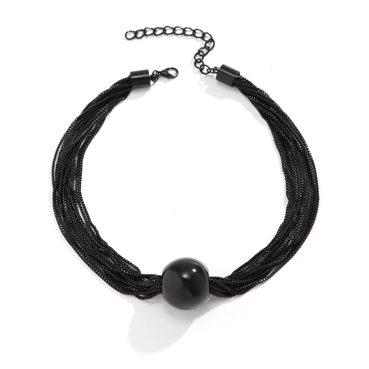 IngeSight.Z Gothic Multi Layered Mixed Color CCB Big Ball Choker Necklace Women Punk Black Box Chain Necklace Halloween Jewelry