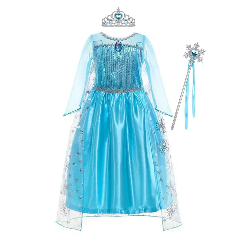 Elsa Dress for Girls Birthday Role Snow Queen Elsa Princess Dresses Kids Halloween Carnival Easter Party Dress Up Girls Costume