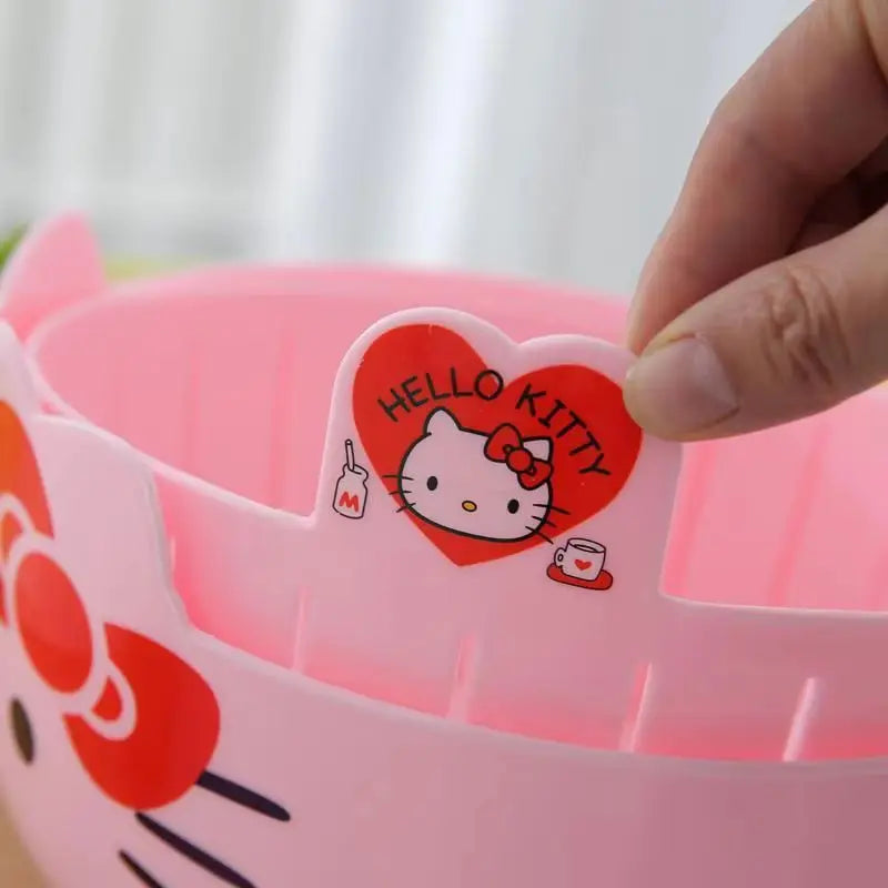 Hello Kitty Fruit Tray Vegetable Basket  Household Use Double Kitchen Storage Basketful Convenient Fruit Dish Kitchen Supplies