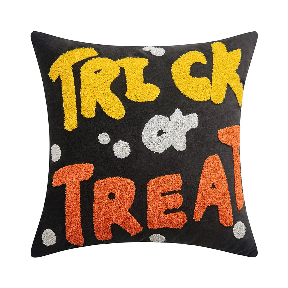 30x50/45x45cm Halloween Embroidery Pillowcase Home Holiday Decoration Sofa Pillow Cover Living Room Plush Orange Cushion Covers