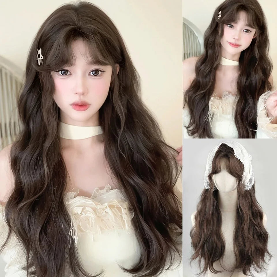 Synthetic Short Lolita Cosplay Christmas Halloween Bob Brown Blonde LM Wig With Long Curly Ponytail Natural Fake Hair for Women