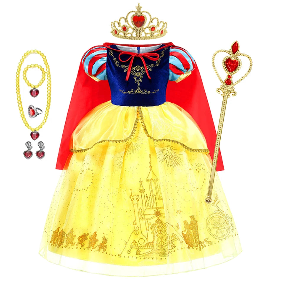 Snow White Costume For Girls Halloween Cosplay Disguise Princess Clothes Snow White Vestidos Party Dress
