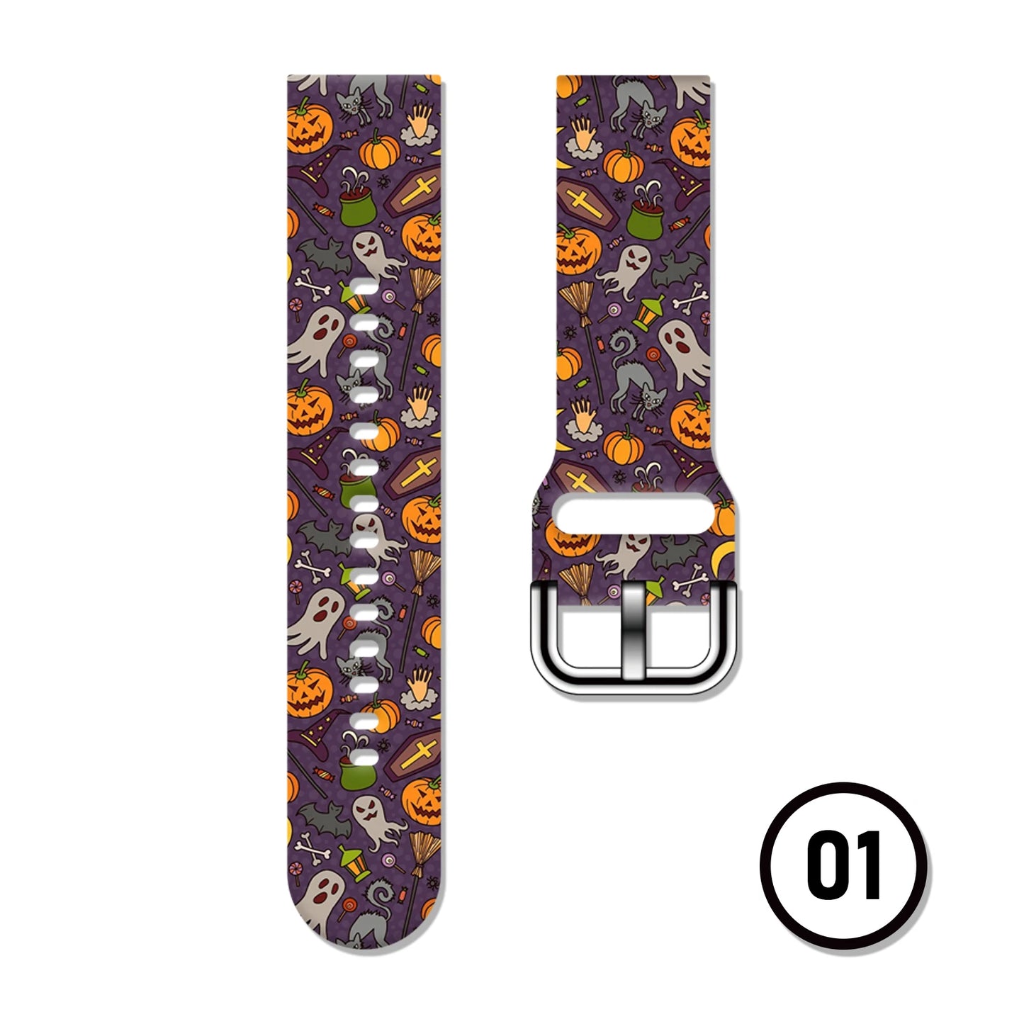 20mm Halloween Series Strap for Samsung Galaxy Watch 7/6/5 40mm 44mm Band Replaceable Bracelet for Xiaomi Huawei Amazfit Watch