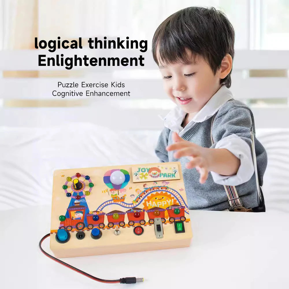 Montessori LED Busy Board Sensory Toys Children Early Education Colour Switch Cognize Toys Recognize Shapes  Objects Toys Gifts