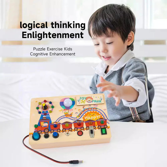 Montessori LED Busy Board Sensory Toys Children Early Education Colour Switch Cognize Toys Recognize Shapes  Objects Toys Gifts