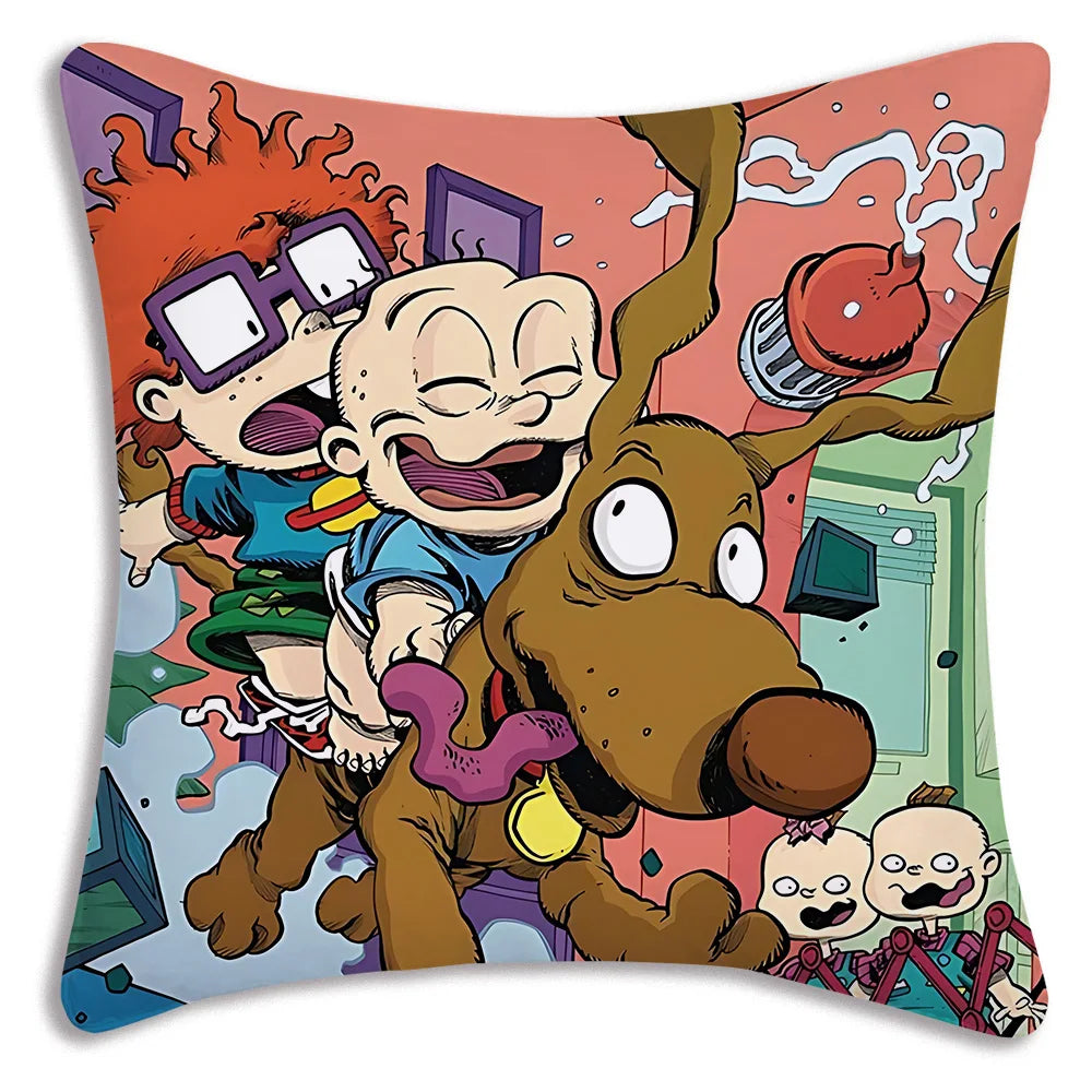 Cartoon Funny R-Rugrats Pillow Covers Cartoon Sofa Decorative Home Double-sided Printing Short Plush Cute Cushion Cover