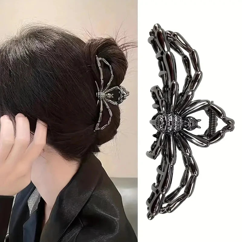 1pc Spider Hair Clip Black Spider Claw Clip Large Metal Hair Claw Clips For Women Halloween Hair Accessories Hair Jaw Clips Nons