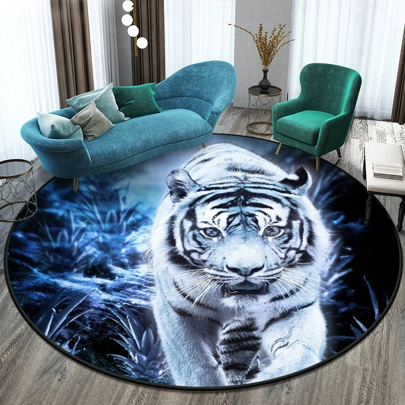 Tiger Round Rug Floor Mats Living Room Rugs Kids  Decor Gifts Restroom     Prayer  Area