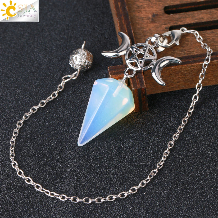 Healing Spiritual Crystal Pendulum Reiki Natural Stone Pendant Cone Penulum Pendulos for Dowsing Divination Healing Jewelry S962
