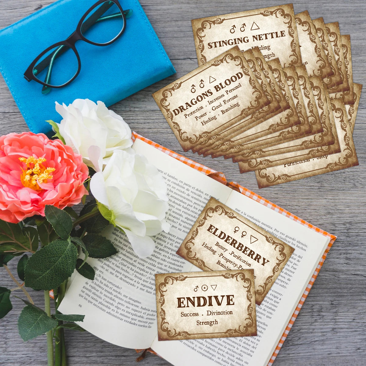 40pcs Herb Cards With Details Herb Names & Properties For Herbalism Or Collectibles Enthusiasts Seeking To Unlock Herbal Subject