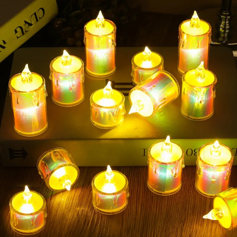 6/1PCS Flameless LED Electronic Candle Dropping Wax Tea Light Realistic Flames Led Lamp Christmas Halloween Wedding Home Decor