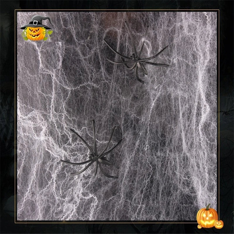 Spider Web Super Stretch Cobwebs with Fake Spiders Halloween Decorations Artificial Scary Party Scene Decor Horror House Props