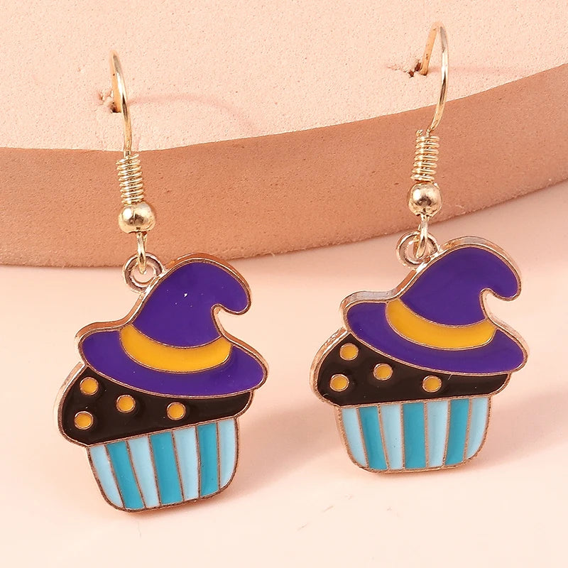 Aihua Fashion Halloween Earrings Enamel Ghost Skeleton Pumpkin Bat Spider Earrings For Women Halloween Night Party Jewelry Gifts